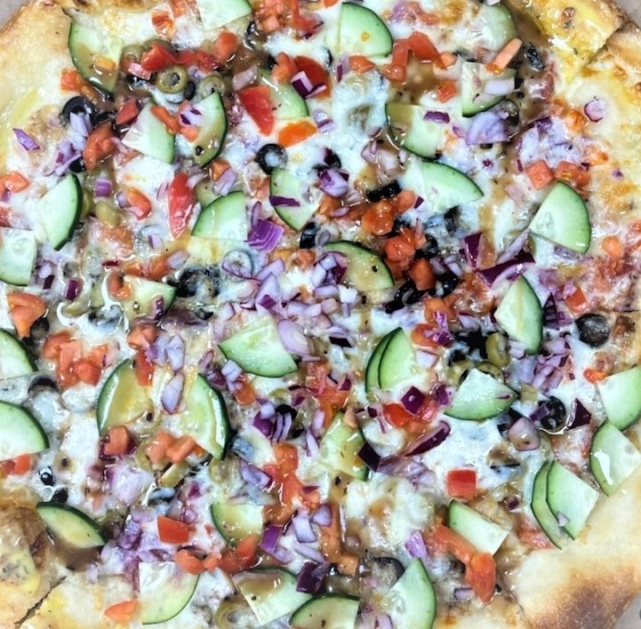 Bruschetta Pizza is one of Avent Ferry Pizza's specialty pizzas.